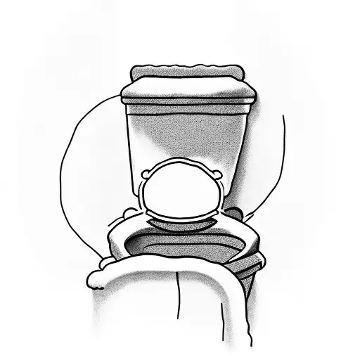 A man sittin on a toilet on tiop of the planet tattoo design idea