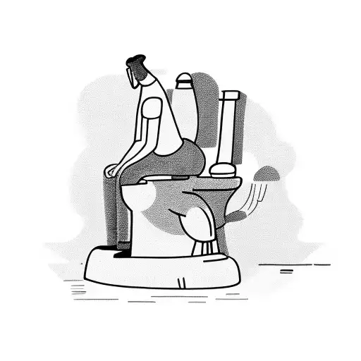 Man sitting on the toilet on top of the world tattoo design idea