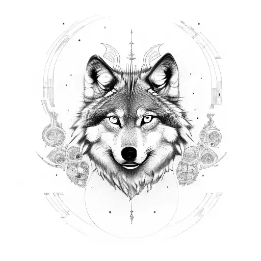 Wolf houling tattoo design idea