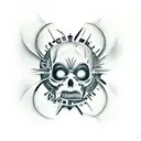 one face sliced to 2 characters one of them evil, clock at the back mixed with the head, butterfly effect and spacetime tattoo design idea