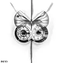 one face sliced to 2 characters one of them evil, clock at the back mixed with the head, butterfly effect and spacetime tattoo design idea