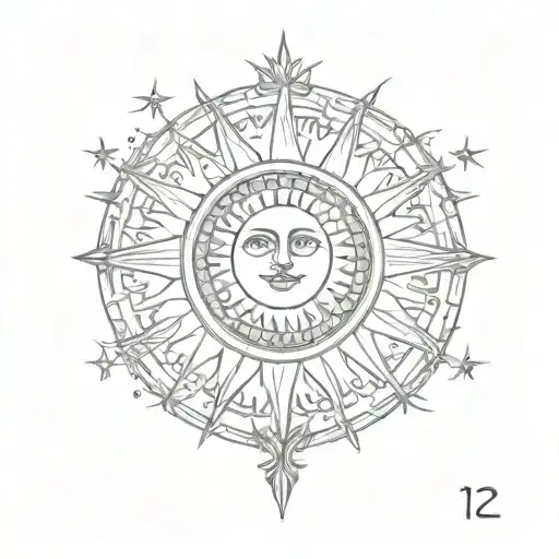 Sun tarot card inspired tattoo design idea