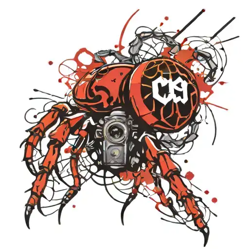 Araña con logo CT scanner surrounded tattoo design idea