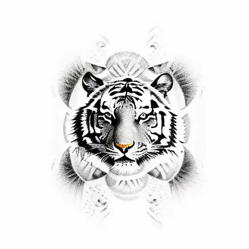 tiger with devil eyes tattoo design idea