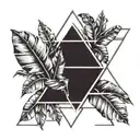 banana leaf inside single triangle shape tattoo design idea