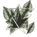 banana leaf inside single triangle shape tattoo design idea