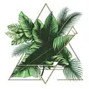 banana leaf inside single triangle shape tattoo design idea