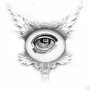 angry fallen angel eye tattoo design idea