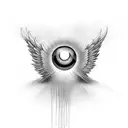 angry fallen angel eye tattoo design idea