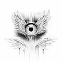 angry fallen angel eye tattoo design idea