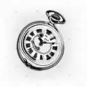 Old style pocket watch, broken, missing numbers tattoo design idea