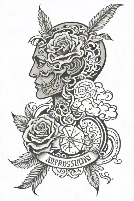 depression thoughts and suicide tattoo design idea