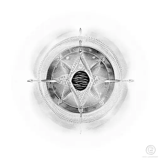 enso circle paintbrush stroke with libra scales in the middle tattoo design idea
