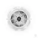 enso circle paintbrush stroke with libra scales in the middle tattoo design idea