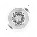 enso circle paintbrush stroke with libra scales in the middle tattoo design idea