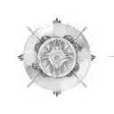 enso circle paintbrush stroke with libra scales in the middle tattoo design idea