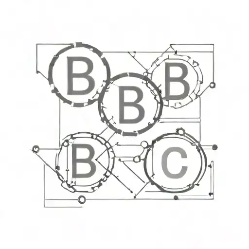Three letters "b" "b" "c" in black squares. And "top gear" text below it with a gear besides it tattoo design idea
