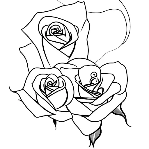  rose with the petals spelling out Judith Ann Nache dusenberry and the leaves of the rose say the dates of 06/15/45  tattoo design idea