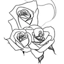  rose with the petals spelling out Judith Ann Nache dusenberry and the leaves of the rose say the dates of 06/15/45  tattoo design idea
