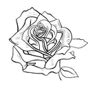  rose with the petals spelling out Judith Ann Nache dusenberry and the leaves of the rose say the dates of 06/15/45  tattoo design idea