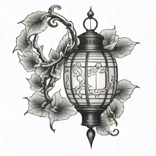 Chinese lantern shining light tattoo design idea
