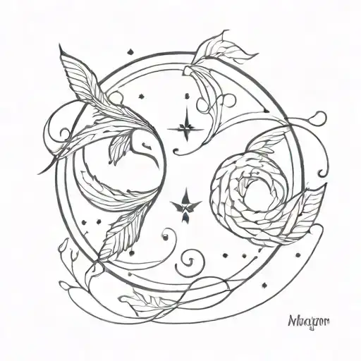 pisces and virgo zodiac sign tattoo design idea