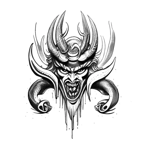 Laurel wreath demon tattoo design idea