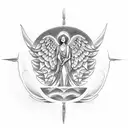 Laurel wreath with Angel  tattoo design idea