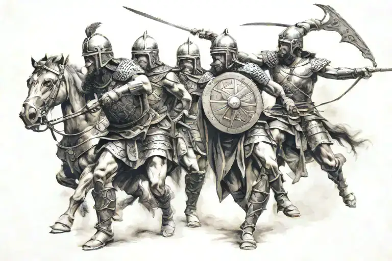 Dacian warrior fighting romans tattoo design idea
