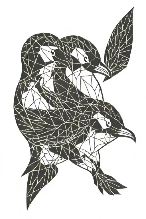 A minimalist tattoo design of two penguins cuddling, symbolizing love and affection tattoo design idea