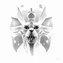 Greek band circling sphinx head tattoo design idea