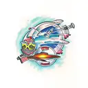 ocean mars bullets tattoo design idea