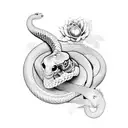 Fineline sleeve with maduse, snakes and flowers tattoo design idea