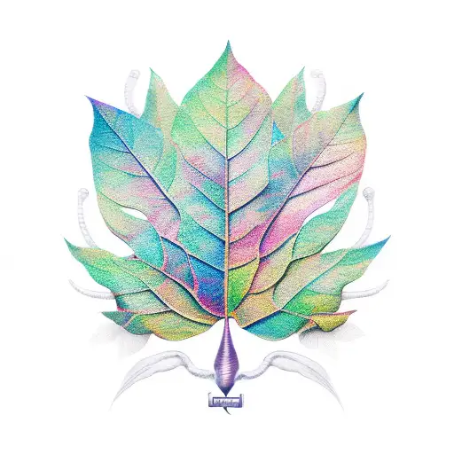 dopamine symbol made of exotic leaves tattoo design idea