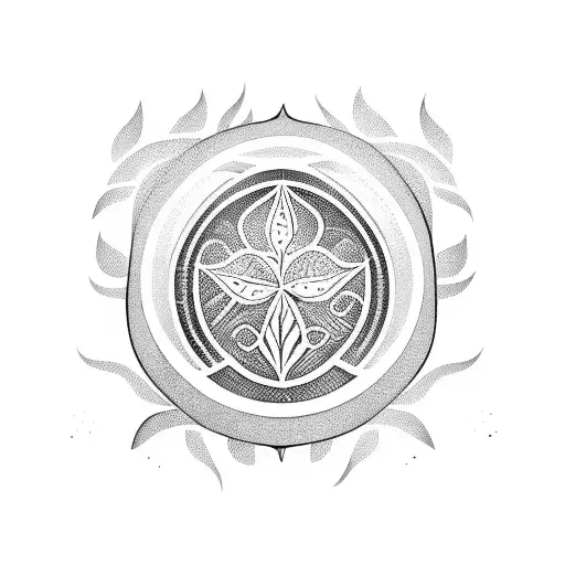 dopamine symbol made of exotic leaves tattoo design idea