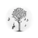 A money tree with musical symbols as leaves tattoo design idea