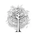 A money tree with musical symbols as leaves tattoo design idea