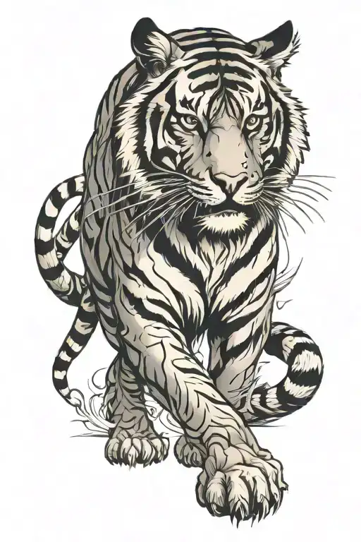 tiger walking tattoo design idea