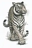 tiger walking tattoo design idea