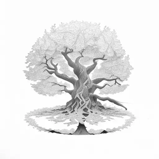 oak tree tattoo design idea