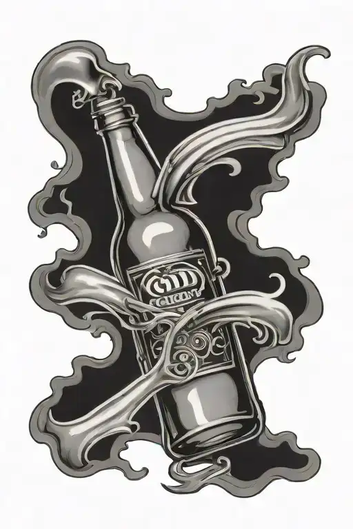 Cod neck soda bottle opening  tattoo design idea