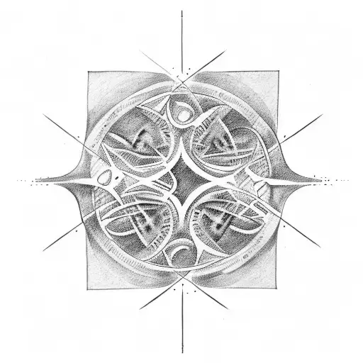 An abstract art piece combining a family tree and math equations tattoo design idea