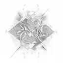 An abstract art piece combining a family tree and math equations tattoo design idea