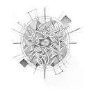 An abstract art piece combining a family tree and math equations tattoo design idea