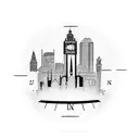 Kansas City skyline with a mechanical clock tower tattoo design idea