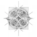 An abstract art piece combining a family tree and math equations tattoo design idea