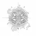 An abstract art piece combining a family tree and math equations tattoo design idea