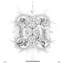 An abstract art piece combining a family tree and math equations tattoo design idea