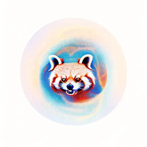 red panda on a scooter jumping through a ring of fire tattoo design idea