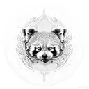 red panda on a scooter jumping through a ring of fire tattoo design idea